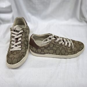 Coach Low-Top Signature Canvas Sneakers in Tan and Brown